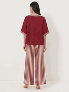 Striped wide-leg co-ord set with oversized top and palazzo pants in seven colors