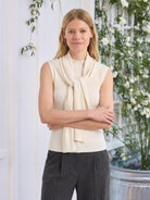 Knit vest with attached scarf in fine ribbed knit, sleeveless design with versatile styling options