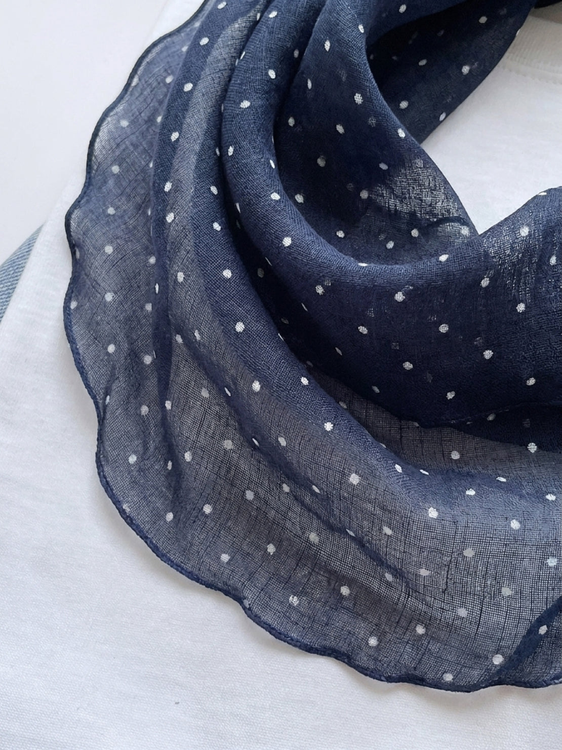 Lightweight 100% linen neck scarf with checkered pattern, versatile styling options