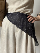 lightweight 100% linen neck scarf with timeless checkered pattern and natural rolled edges
