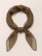 Lightweight 100% linen neck scarf with timeless checkered pattern and natural rolled edges
