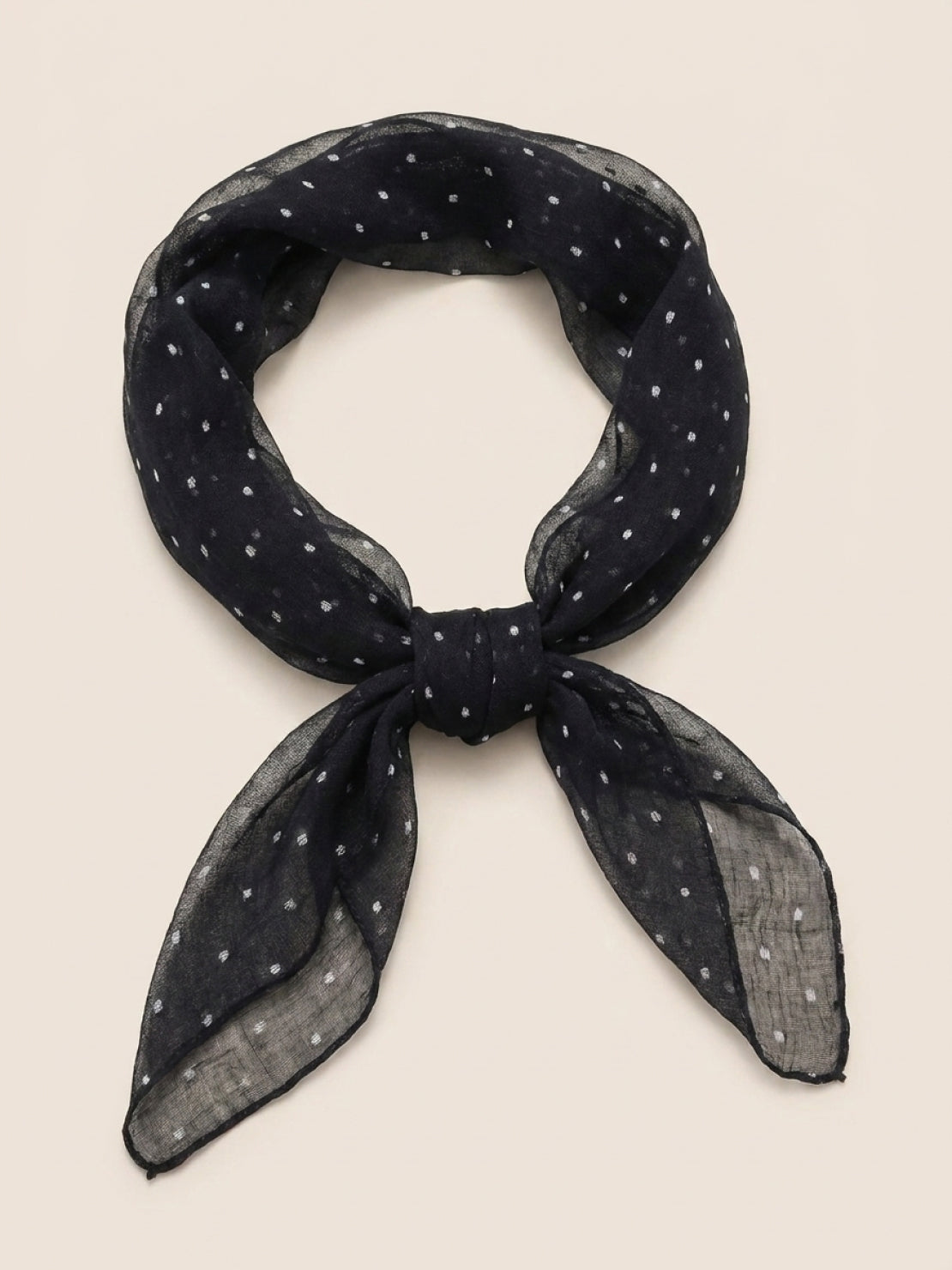 Lightweight 100% linen neck scarf with checkered pattern and natural rolled edges