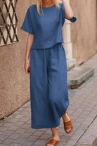 lightweight breezy meadow two-piece set with relaxed fit and wide-leg trousers