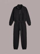 cotton-polyester cotton-blended two-piece tracksuit with zip-front top and straight-leg pants