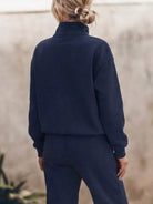 cotton-blended two-piece tracksuit with zip-front top and straight-leg pants