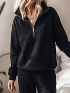 cotton-blended two-piece tracksuit with zip-front top and relaxed straight-leg pants