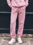 cotton-blended two-piece tracksuit with high stand collar and straight-leg pants