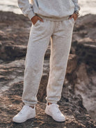 cotton-blended two-piece tracksuit with high collar and relaxed fit pants