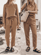 cotton-linen set relaxed short-sleeve top and straight-leg pants breathable monochrome capsule wardrobe