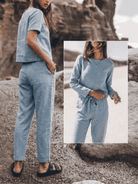 Cotton-linen set with relaxed short-sleeve top and straight-leg pants in a breathable monochrome fabric