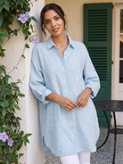 Oversized breathable linen-cotton shirt with relaxed tailoring and soft sun-washed texture