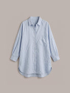 relaxed oversized 100% cotton linen shirt with dropped shoulders and back-pleat detail