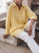 relaxed oversized 100% cotton linen shirt with dropped shoulders and back pleat detail