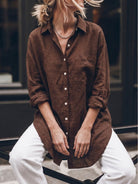 Oversized relaxed fit 100% cotton linen shirt with dropped shoulders and back pleat detail