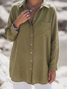 relaxed oversized 100% cotton linen shirt with dropped shoulders and back pleat detail