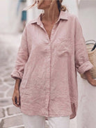 oversized relaxed cotton linen shirt with dropped shoulders and back pleat detail
