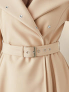 Women's water-repellent A-line hooded raincoat with matching belt and insulated lining