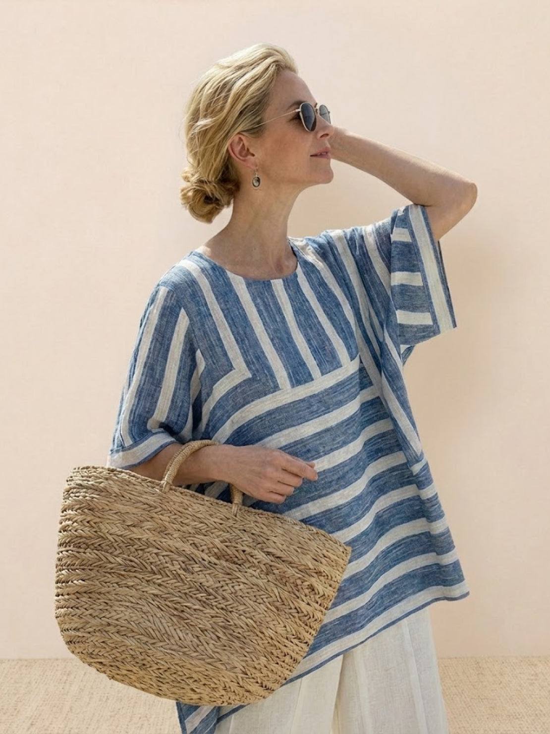 Coastal Comfort Linen two-piece set with lace details and breathable linen fabric