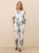 Cotton-linen blend soft breathable monochrome two-piece set for women