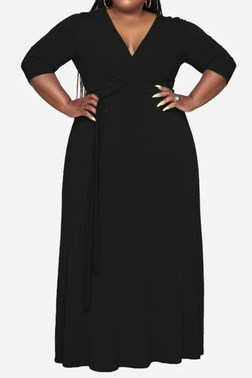 Elegant Plus Size Belted Dress