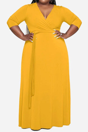 Elegant Plus Size Belted Dress