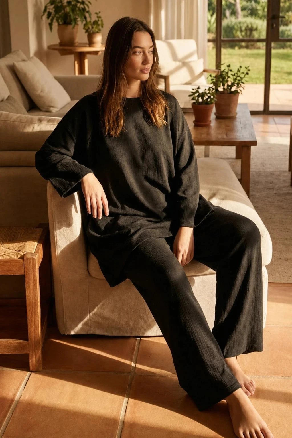 Everyday Fashion Loose-Fit two-piece matching set in breathable fabric for casual comfort and style