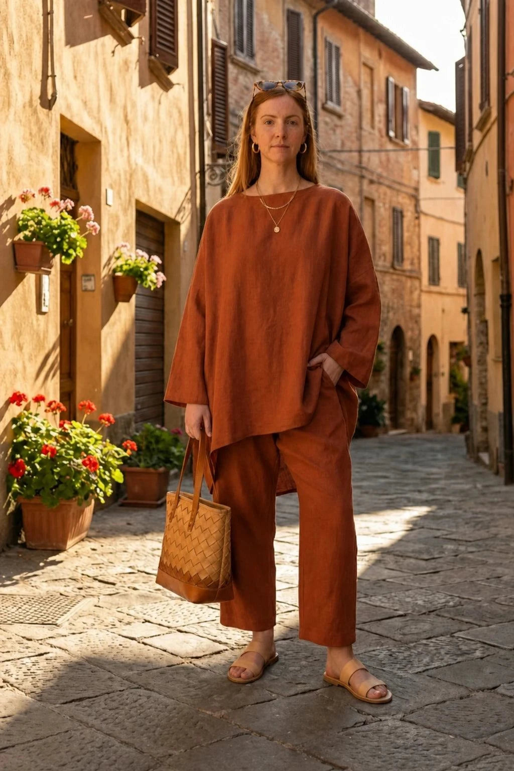Everyday fashion loose-fit two-piece matching set in breathable fabric with relaxed silhouette