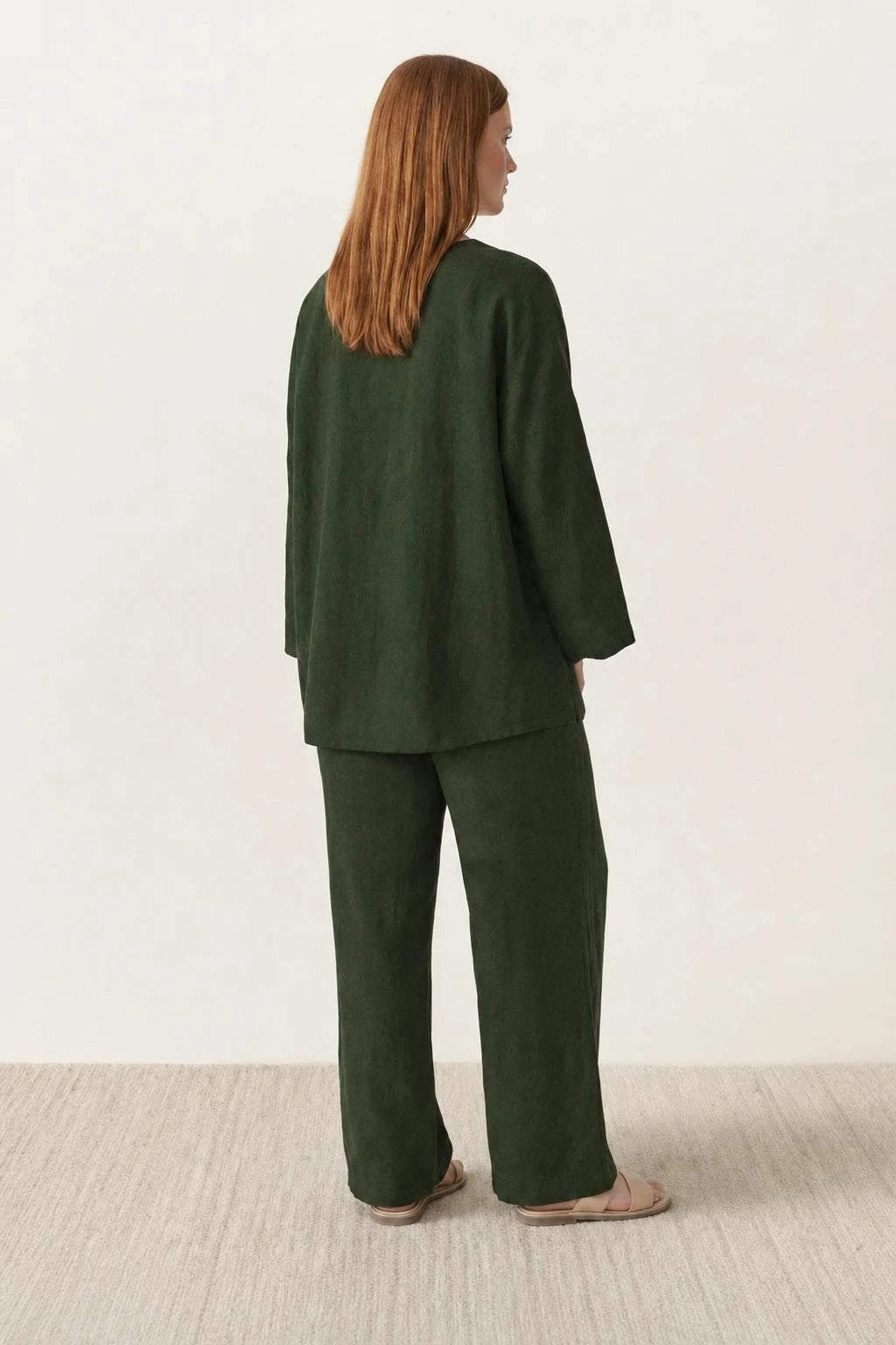 Everyday fashion loose-fit two-piece matching set in breathable polyester blend for casual elegance and comfort