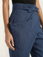 High-waist wrapped comfy pants in breathable stretch fabric with unique wrap design and casual style