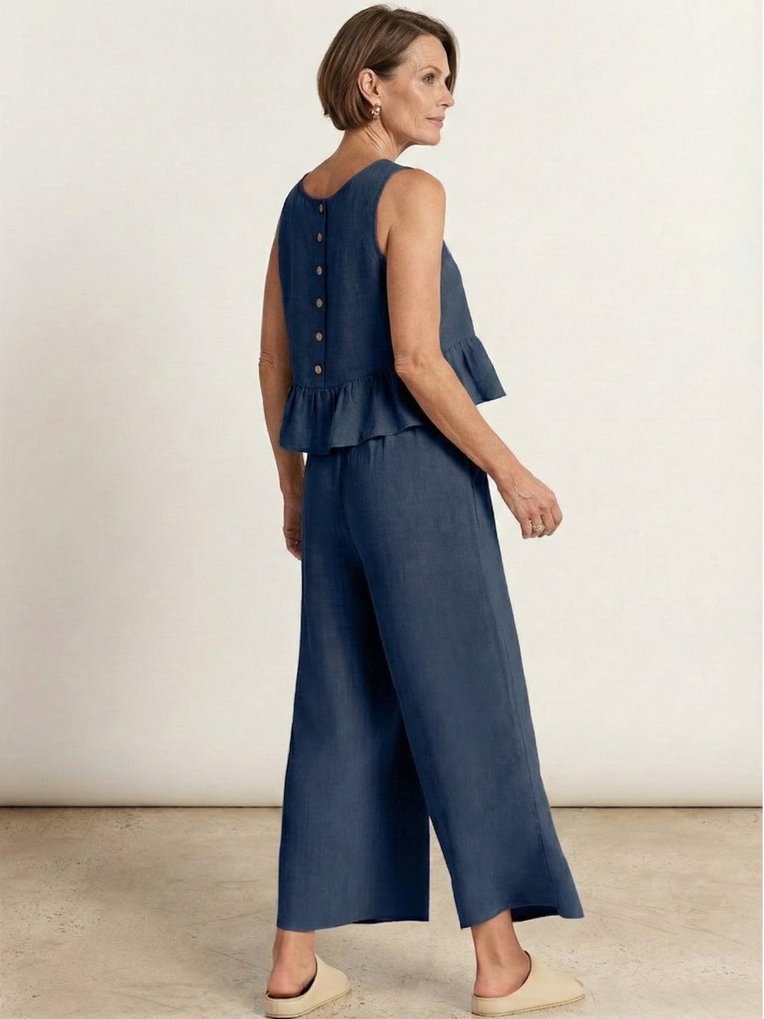 Jetsetter Linen-Like Feel Set lightweight breathable two-piece outfit in soft, wrinkle-resistant fabric