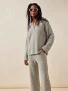 Two-piece oversized set for multi-weather comfort with relaxed fit and wrinkle-resistant fabric