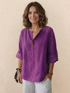 pure linen age-defying shirt with button detail and breathable fabric
