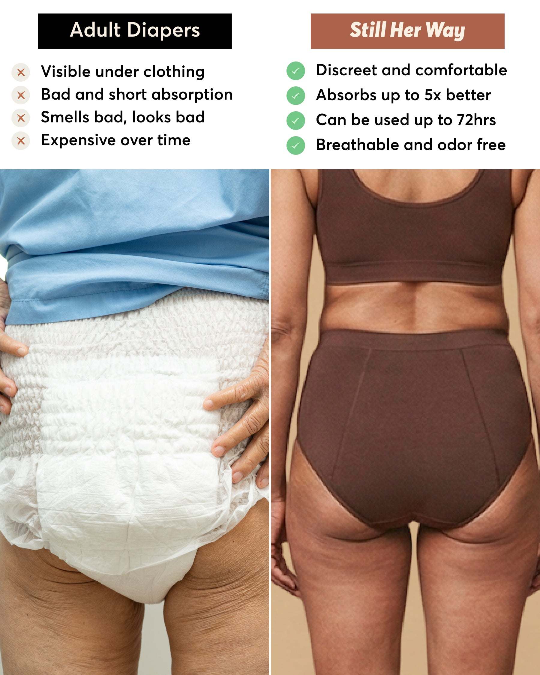 Still Her Motion™ ActiveFlex leakproof underwear 5-pack with high-stretch nylon-spandex and cotton lining