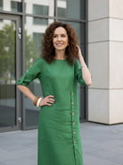 Women wearing Pure Cotton Elegance dress, soft breathable 100% cotton fabric perfect for travel and all seasons