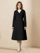 Water-repellent A-line hooded raincoat for women with insulated lining and belt