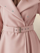 Elegant water-repellent rain A-line hooded raincoat for women with insulated lining and matching belt