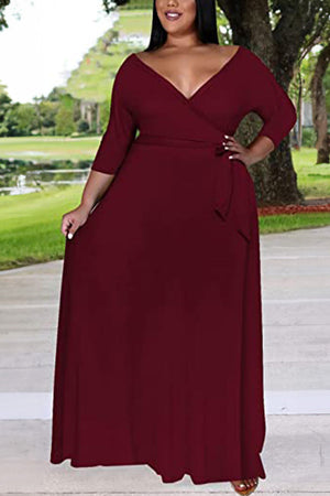 Elegant Plus Size Belted Dress